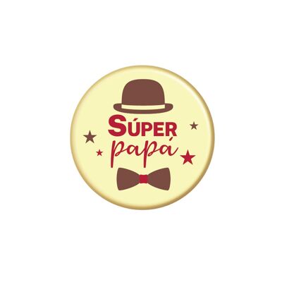 BOX OF 72 SUPER DAD WHITE CHOCOLATE PLATES Ø 39MM
