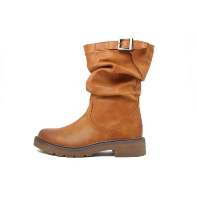 Women's ankle boots in leather color - FAM_X778_TAN