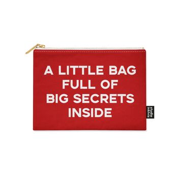 A LITTLE BAG FULL OF BIG SECRETS trousse de maquillage pochette en toile rouge 1