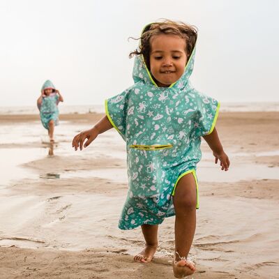 Strand-Reiseponcho für Kinder – neongelb