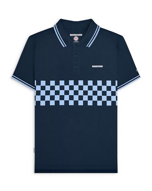 Two Tone Panel Polo Navy/Clear Sky SS24