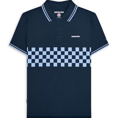 Two Tone Panel Polo Navy/Clear Sky SS24