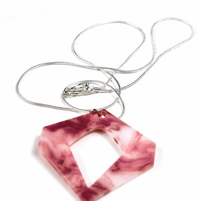Plain and pink necklace with a silver chain: Passionate Elegance for a Dazzling Look