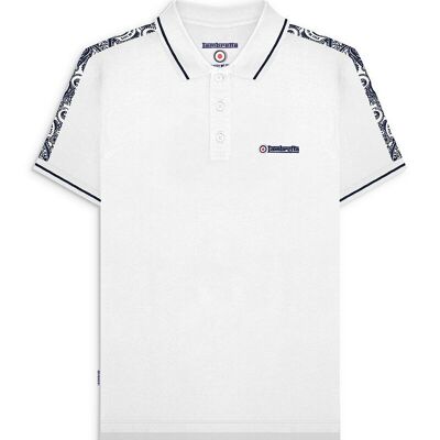 Poloshirt mit Paisleyband, Weiß, SS24