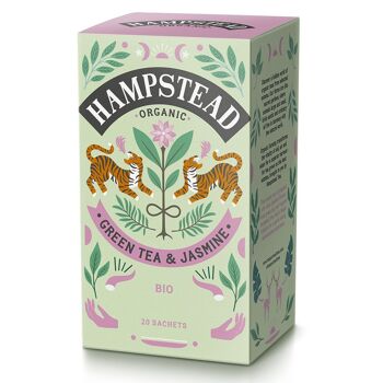 Hampstead Tea Sachets de thé vert et de jasmin biologiques 1