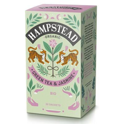 Hampstead Tea Té verde orgánico y bolsitas de té de jazmín