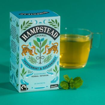 Hampstead Tea Sachets de thé à la menthe poivrée et à la menthe verte biologiques et équitables 2