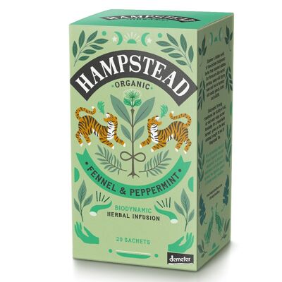 Hampstead Tea Bolsitas de té orgánico de hinojo y menta