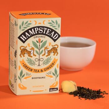 Hampstead Tea Sachets de thé vert et de gingembre biologiques 2