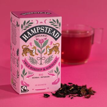 Hampstead Tea Sachets de thé bio à l'églantier et à l'hibiscus issus du commerce équitable 2