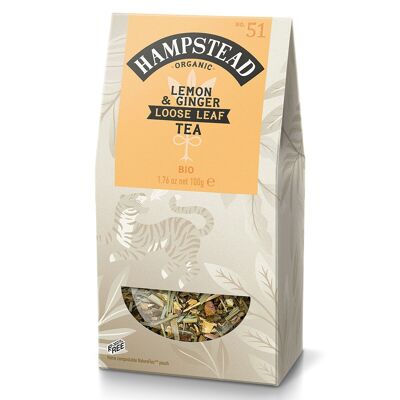 Té Hampstead Hojas sueltas de limón y jengibre orgánico