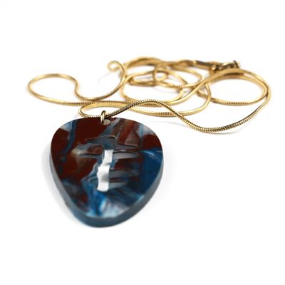 Brown, blue, white and gold marble necklace: Shine with the Beauty of the Universe on your Neck