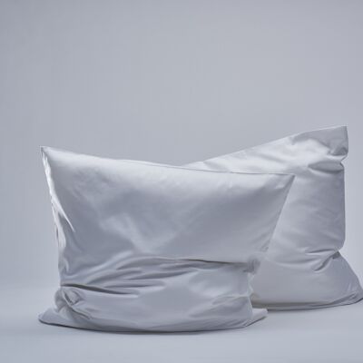 Taies d'oreiller en satin 400TC - Blanc-80X80