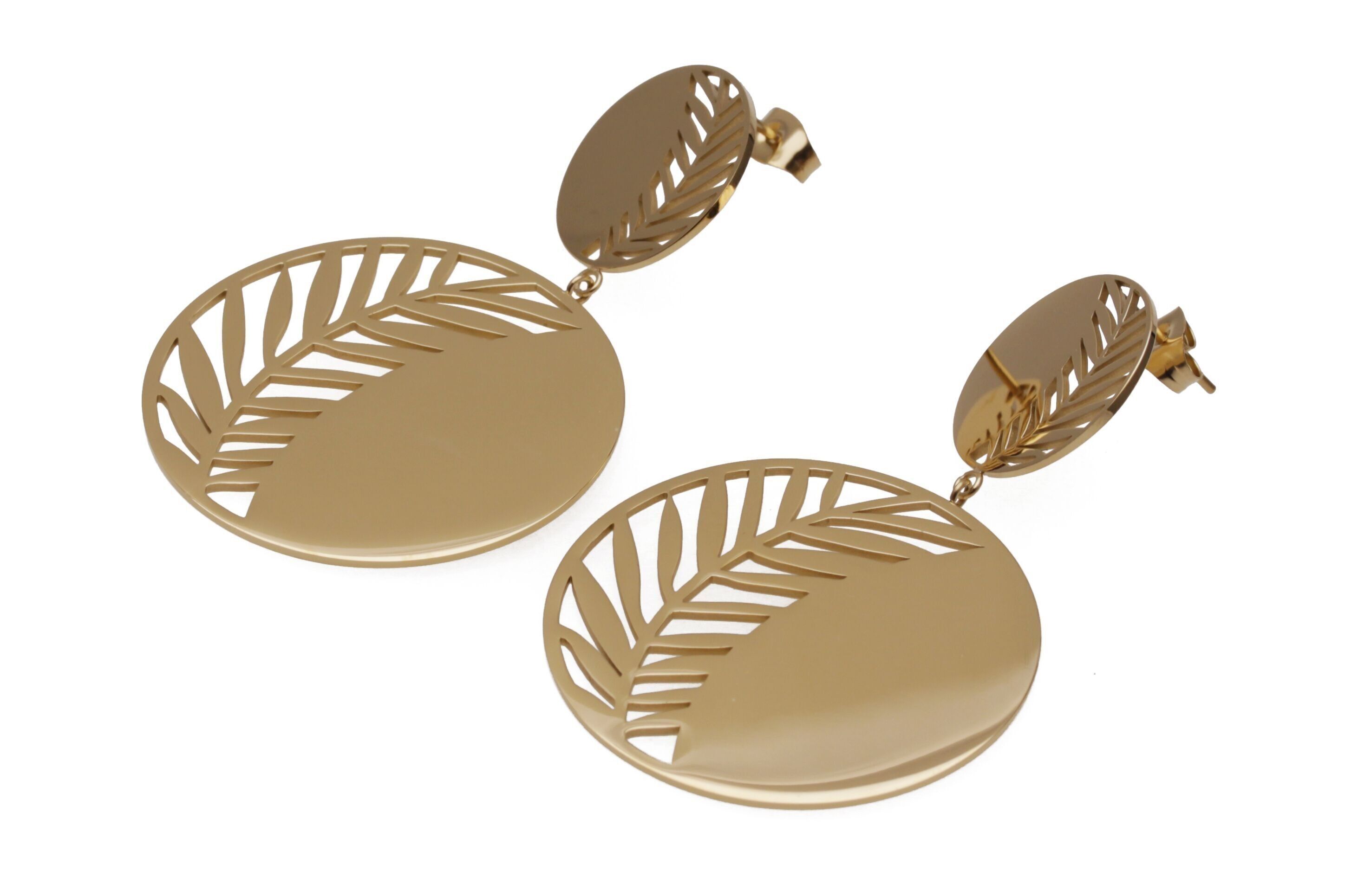 Durchbrochene baumelnde Palmblatt-Ohrringe