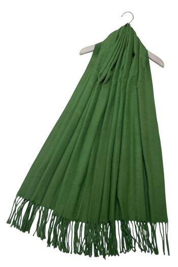 Élégant Châle Écharpe Pashmina Uni Super Doux Gland - Vert Forêt