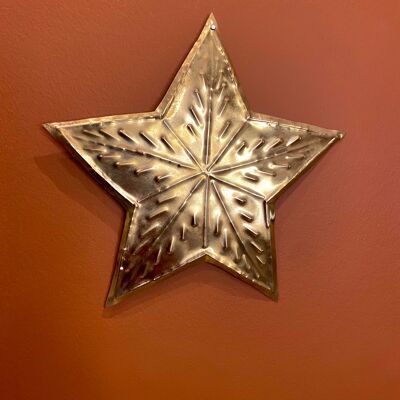 Large brass star handcrafted in Morocco