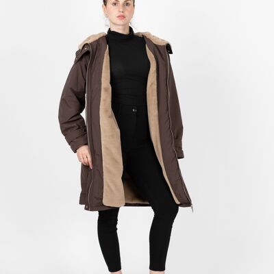 PARKA CON CAPPUCCIO IN PELLICCIA SINTETICA (8396)