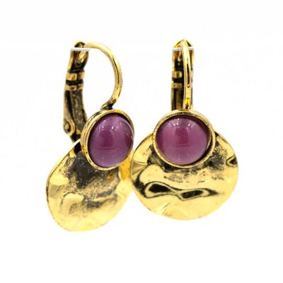 Bohemia Antique Earring 07 Boucles d'oreilles élégantes avec plaques et cabochon en verre