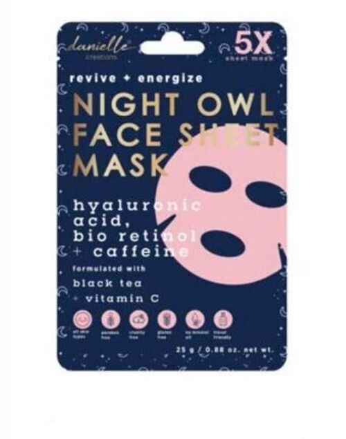 5Pc Danielle Night Owl Face Sheet Mask