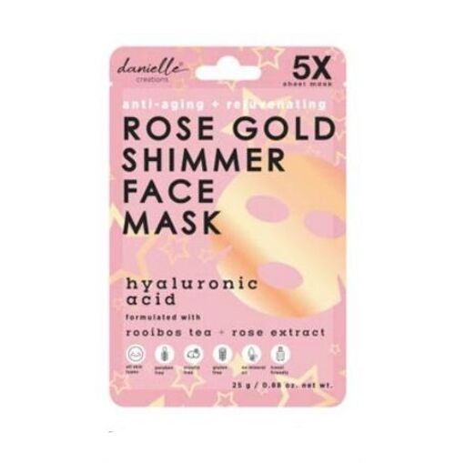 5Pc Danielle Rose Gold Shimmer Face Sheet Mask