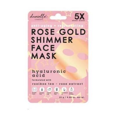 Mascarilla facial brillante Danielle Rose Gold de 5 piezas