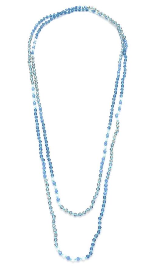 Collier acier extra long en perles de verre longueur 156 cm