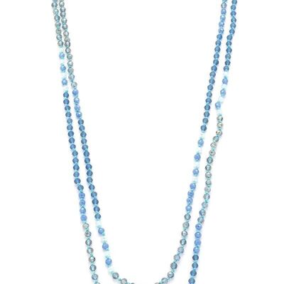 Extra lange Halskette aus Stahl mit Glasperlen, Länge 156 cm