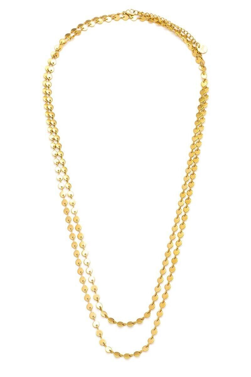 Lange Halskette aus Stahl, Metallkugeln, Länge 109 cm