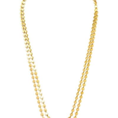 Collana lunga in acciaio pallini di metallo lunghezza 109 cm