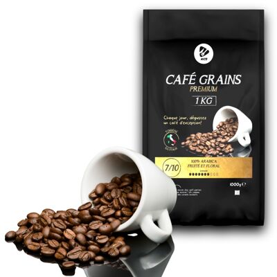 Premium 100 % reiner Arabica-Bohnenkaffee – Goldmedaille 2021 – Intensität 7/10 (1 kg)