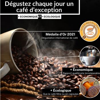 Café grain Premium 100% Pur Arabica - Médaille d'Or 2021 - Intensité 7/10 (1 KG) 2
