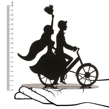 COUPLE DE MARIAGE EN MÉTAL NOIR MARIÉE ET MARIÉE À VÉLO 18CM 2