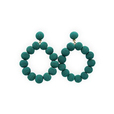 Emerald Green Woven Oval Earrings