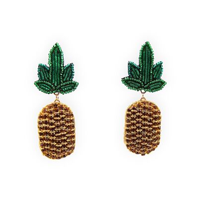 Pendientes de piña de cristal con cuentas