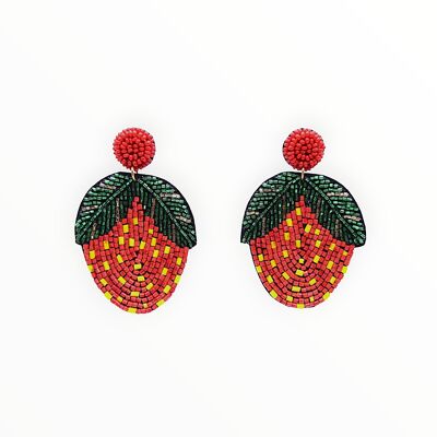 Perlen-Erdbeer-Ohrringe