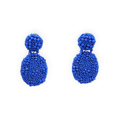 Royal Blue Beaded Cluster Oval Drop