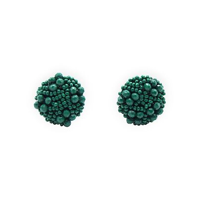 Emerald Beaded Cluster Stud Earrings