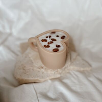 Candela decorativa - tazza da caffè con chicchi di caffè - coffeelovers - 100% naturale