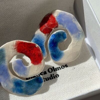 Multicolor spiral light ceramic earrings