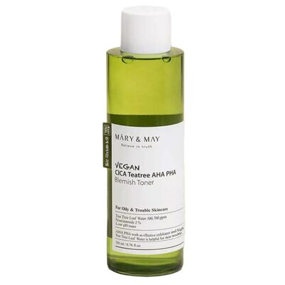 MARY&MAY Tónico Vegano CICA Árbol de Té AHA PHA 200ml