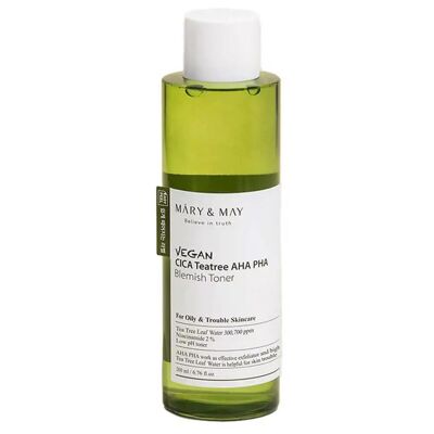 MARY&MAY Tonique végétalien CICA Tea Tree AHA PHA 200 ml