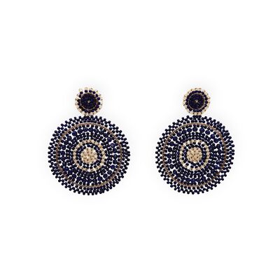 Boucles d'oreilles pendantes en forme de cercle de perles mélangées bleu marine