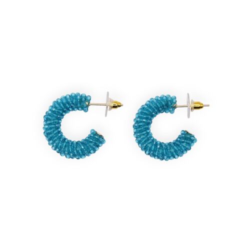 Aqua Mini Cluster Hoop Earrings