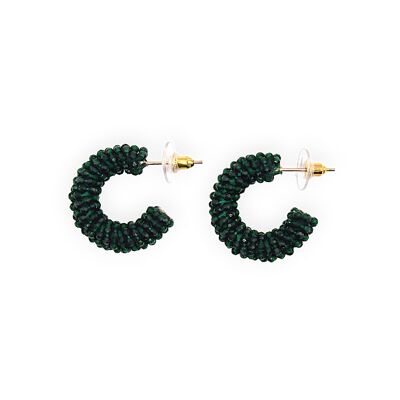 Emerald Mini Cluster Hoop Earrings