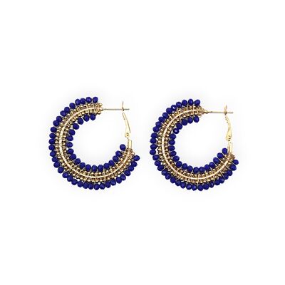 Lapis Mini Beaded Ombre Hoop Earrings