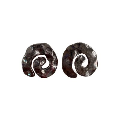Metallic anthracite spiral light ceramic earrings