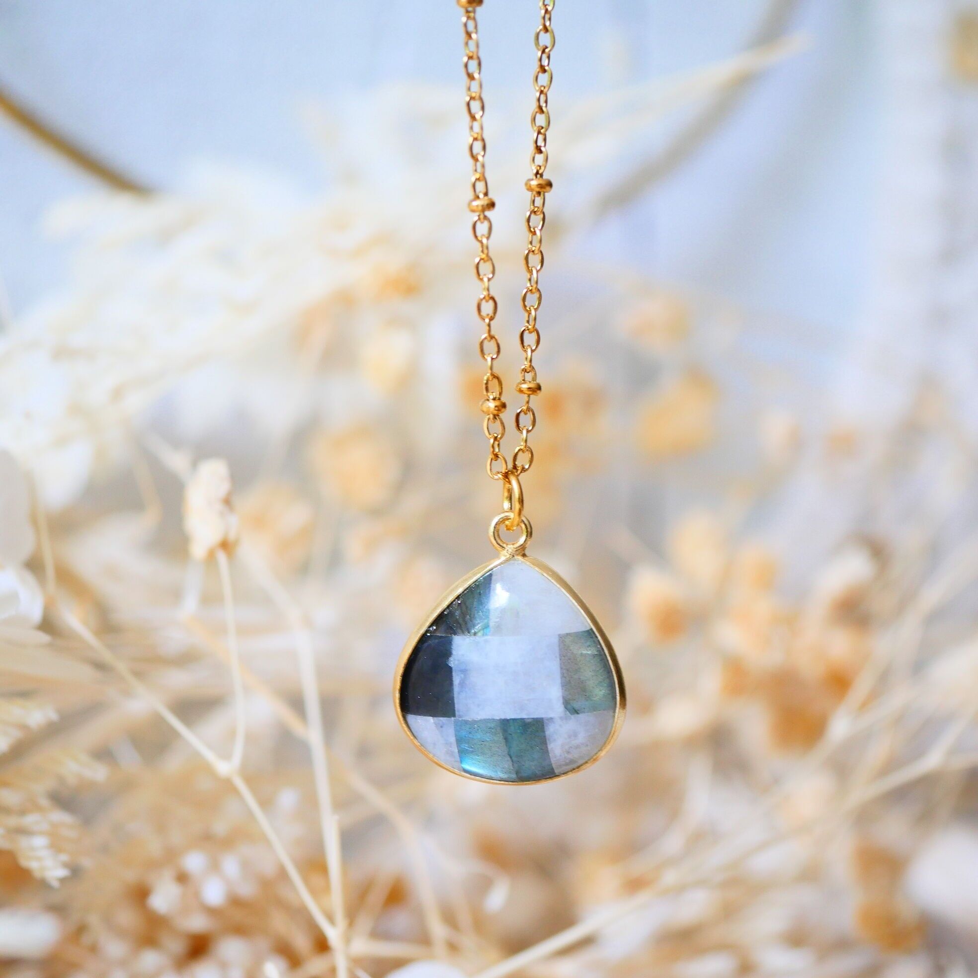 Collana Justine con pietra di luna e labradorite