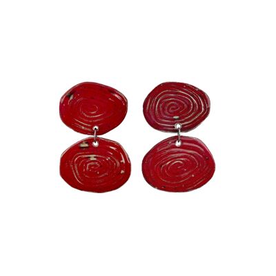 Light red coquille ceramic earrings