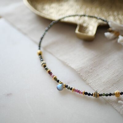 Mehak green and pink tourmaline necklace