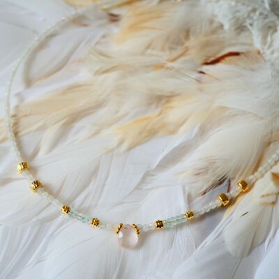 Collier Kanti morganite et quartz rose